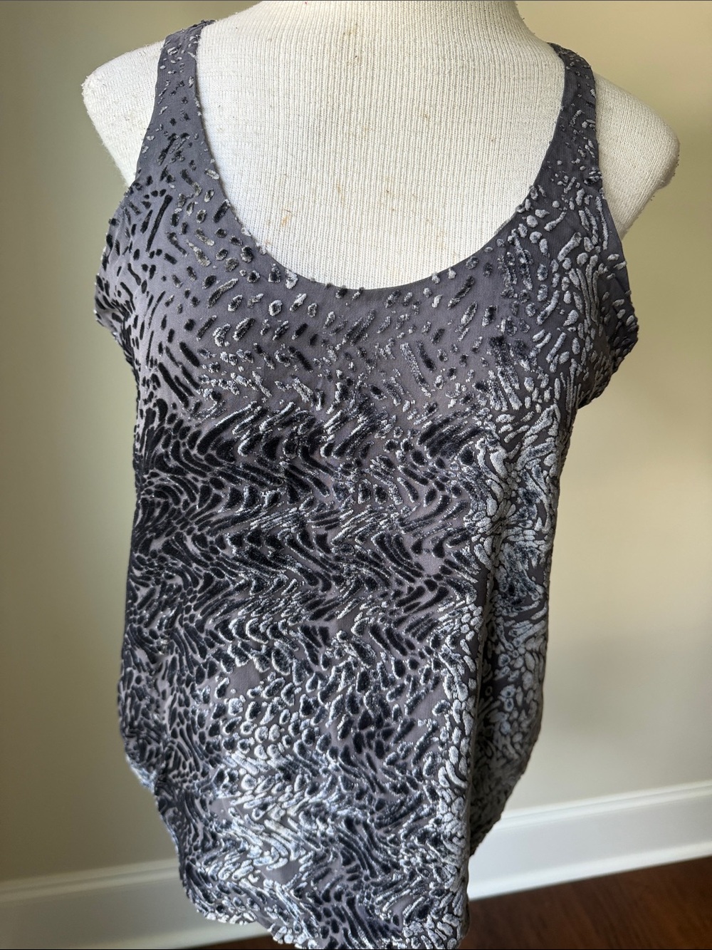 Charlotte Russe Gray Velvet-Effect Animal Print Camisole